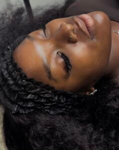 Client relaxing during a facial treatment at MISUMI NutrAesthetics in Headingley, Leeds